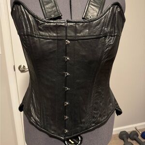 Ms. Martha's Corset Shoppe Black Leather Corset Top